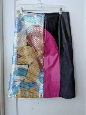 Custo Barcelona Boutique Boho Art Skirt Metallic Reflective Pattern Size M